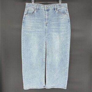 Women's Slit Front Denim Maxi Skirt Size 1X Blue Light Wash Preppy Trendy